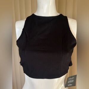Lulu's Black Sleeveless Crop Top with tie around dark whimsy